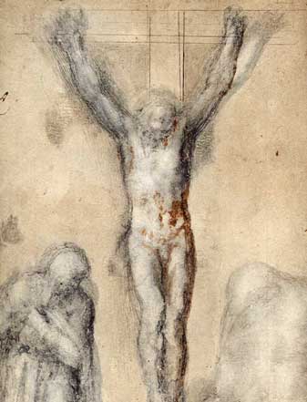 Michelangelo Buonarroti: Korsfestelse med den hellige Maria og St. Johannes