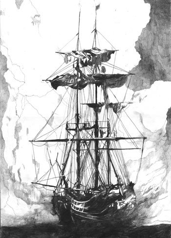 Kim Hiorthøy: "Ship" (tegning, 2005)