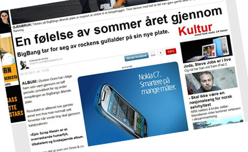 Faksimile av Dagbladets anmeldelse av BigBang