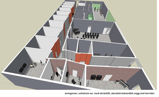 Plantegninger for ombygging av brannstasjonen i Tromsø.