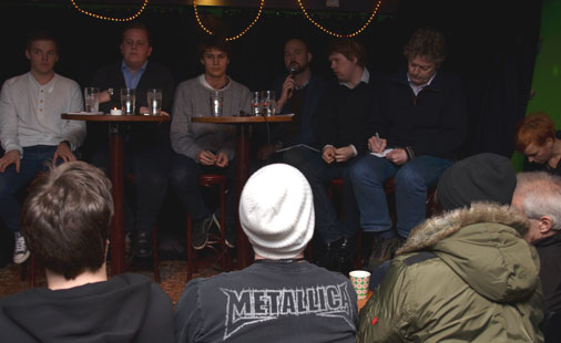 Fra allmøte på Martinique om øvingslokaler i Stavanger, onsdag 8. februar