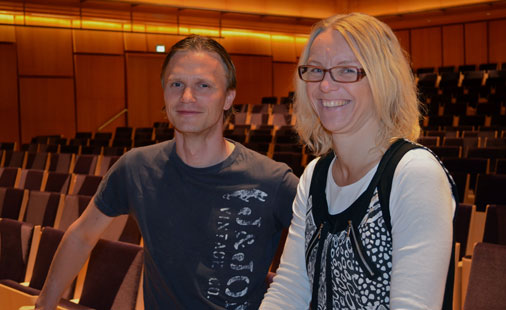 Fiolinist Bjarte Mo og direktør Trude Marit Risnes i Stavanger Symfoniorkester