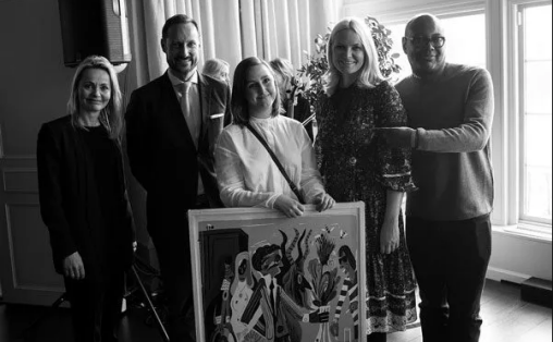 Kathrine Synnes Finnskog (t.v), H.K.H Kronprinsen, Karen Norbakk, H.K.H. Kronprinsessen og Tim Blacksmith. Foto: Olav Stubberud / Music Norway