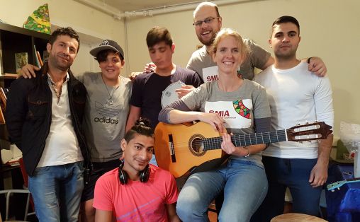 Sang og musikkgruppe på Torshov asylmottak Foto: Mari Tangen, Musikkens studieforbund