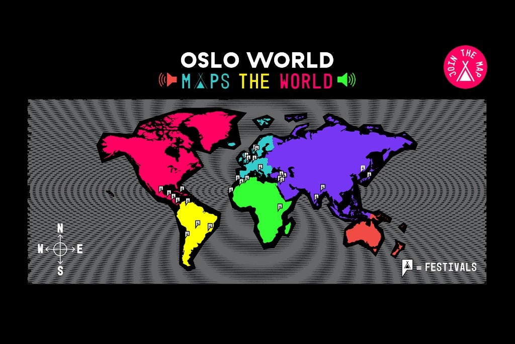 Oslo World har laget et verdenskart med spillelister fra verdens festivaler