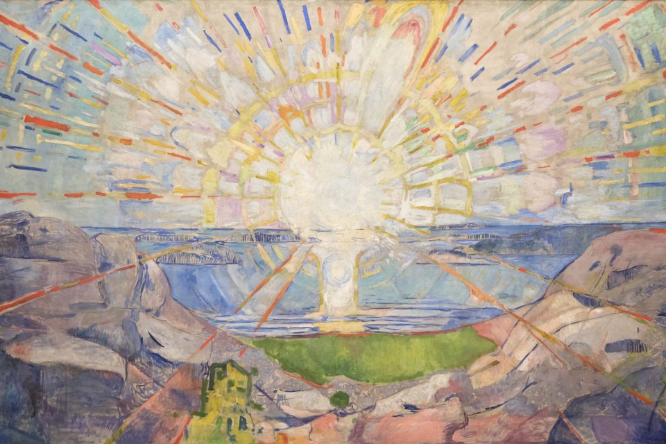 Edvard Munchs verk Solen, som henger i Universitetets aula i Oslo