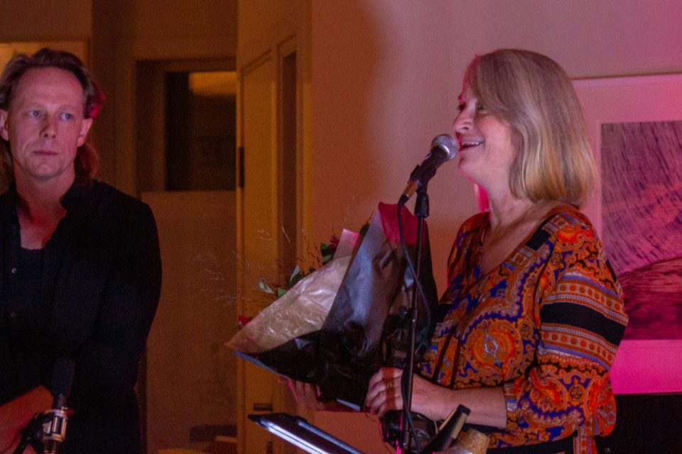 Musiker Stian Westerhus og Astrid Moen ved Inderøy jazzforum, som er kåret til Årets jazzklubb