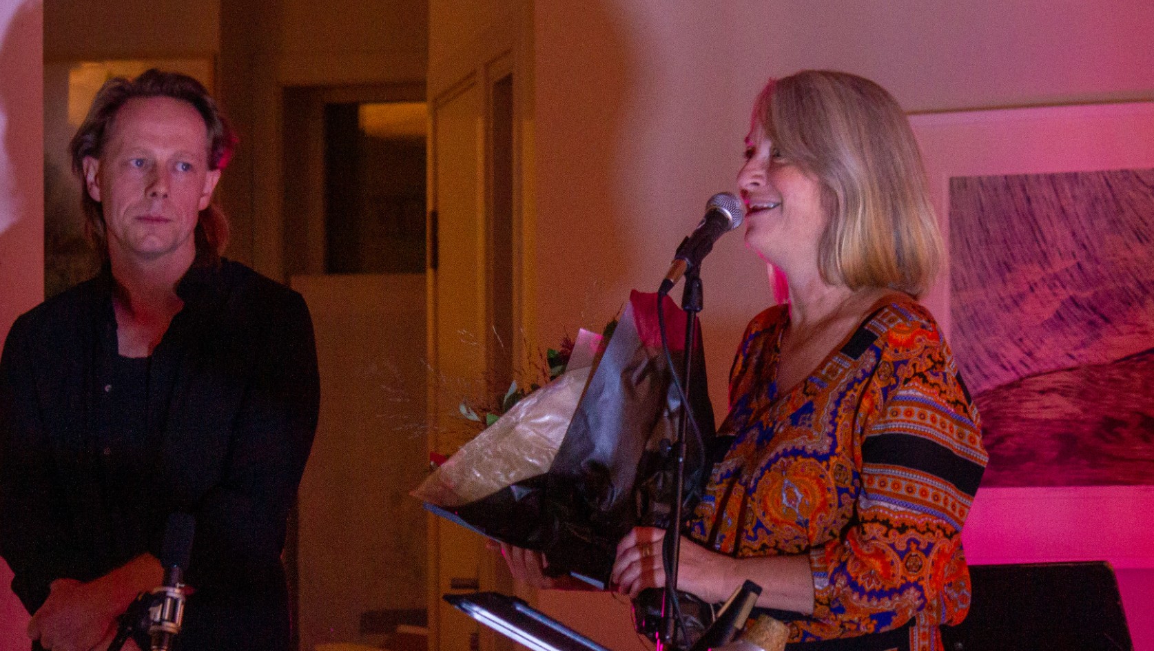 Musiker Stian Westerhus og Astrid Moen ved Inderøy jazzforum, som er kåret til Årets jazzklubb