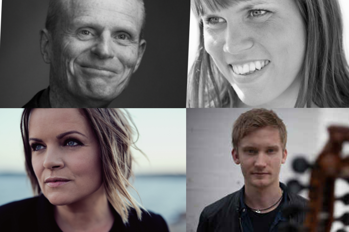 Øverst fra venstre: Gabriel Fliflet, Benedicte Maurseth, Annbjørg Lien og Erlend Apneseth er noen av de rundt 50 personene fra folkemusikkmiljøet som har signert oppropet og kronikken