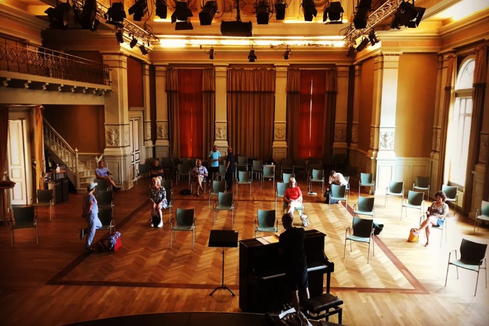 Koret Mjøsikale på øving i Kulturhuset Banken på Lillehammer.