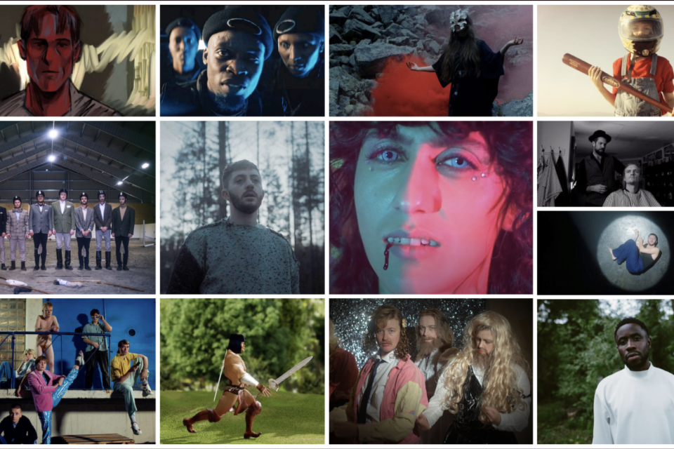 Kollasj med stills fra musikkvideoer under Kortfilmfestivalen i Grimstad, juni 2021.