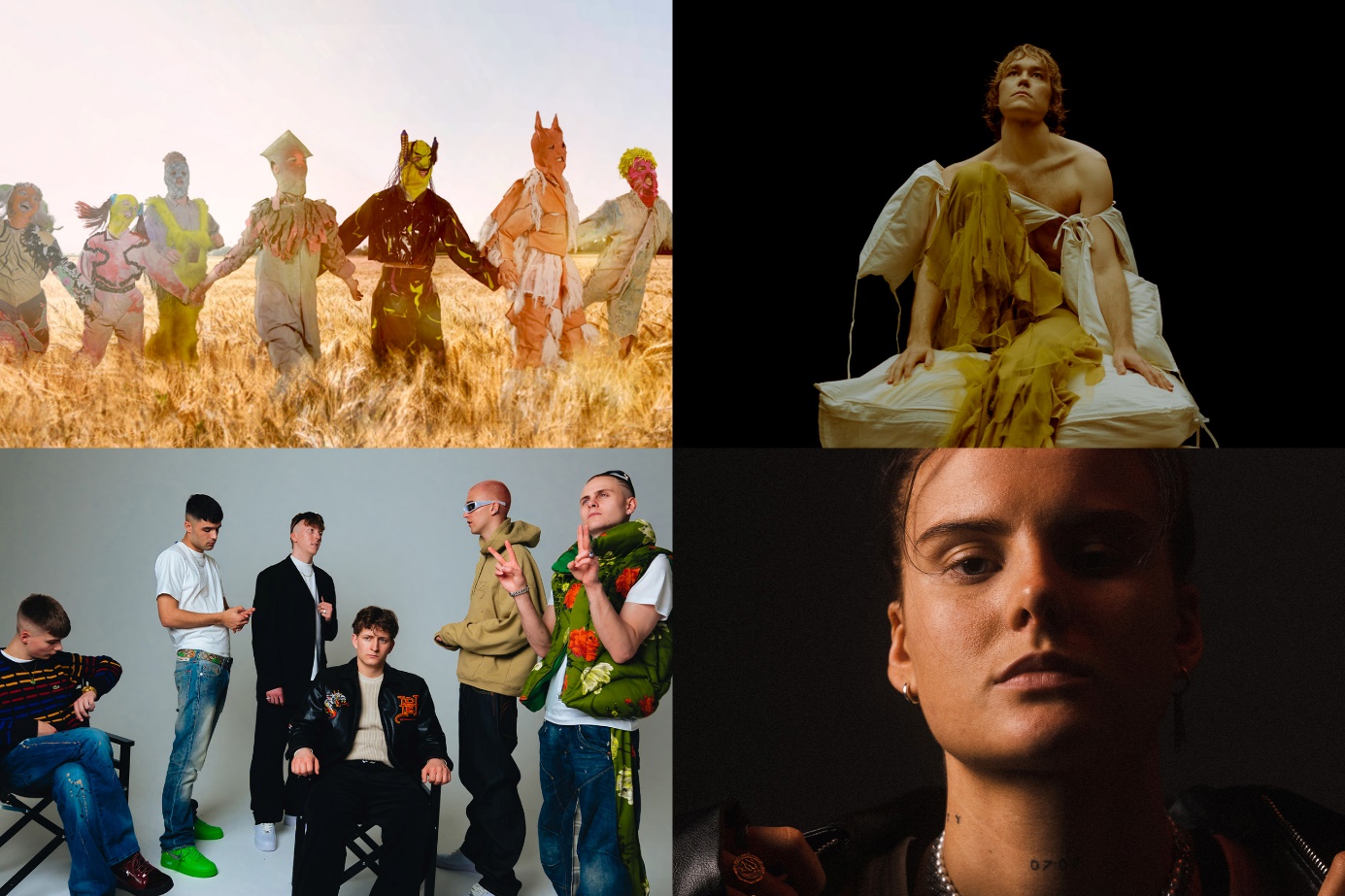 Disse drar til Nord Europas største musikkfestival (f.v. og med klokka):Tacobitch, Metteson, Undergrunn, Ash Olsen.