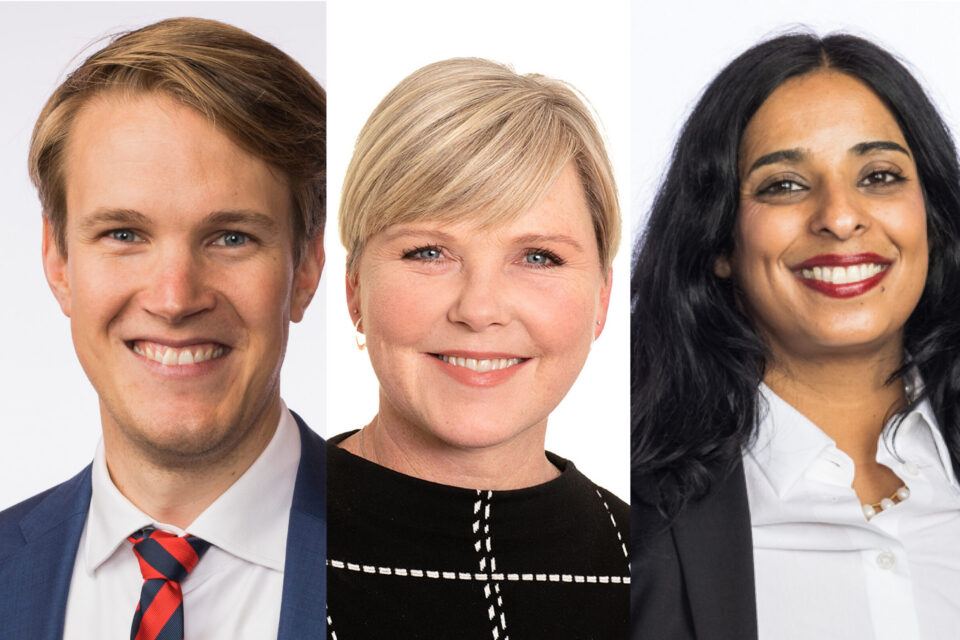 Torstein Tvedt Solberg (Ap) / Anne Beate Tvinnereim (Sp) / Lubna Jaffery (Ap).