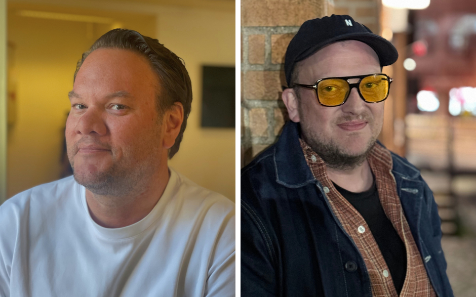 Bransjeprofilene Simen Idsøe Eidsvåg (fra venstre) og Joar Nicolaysen svarer på de vanskelige spørsmålene om promo. Foto: Else Kåss Furuseth/Skatebård